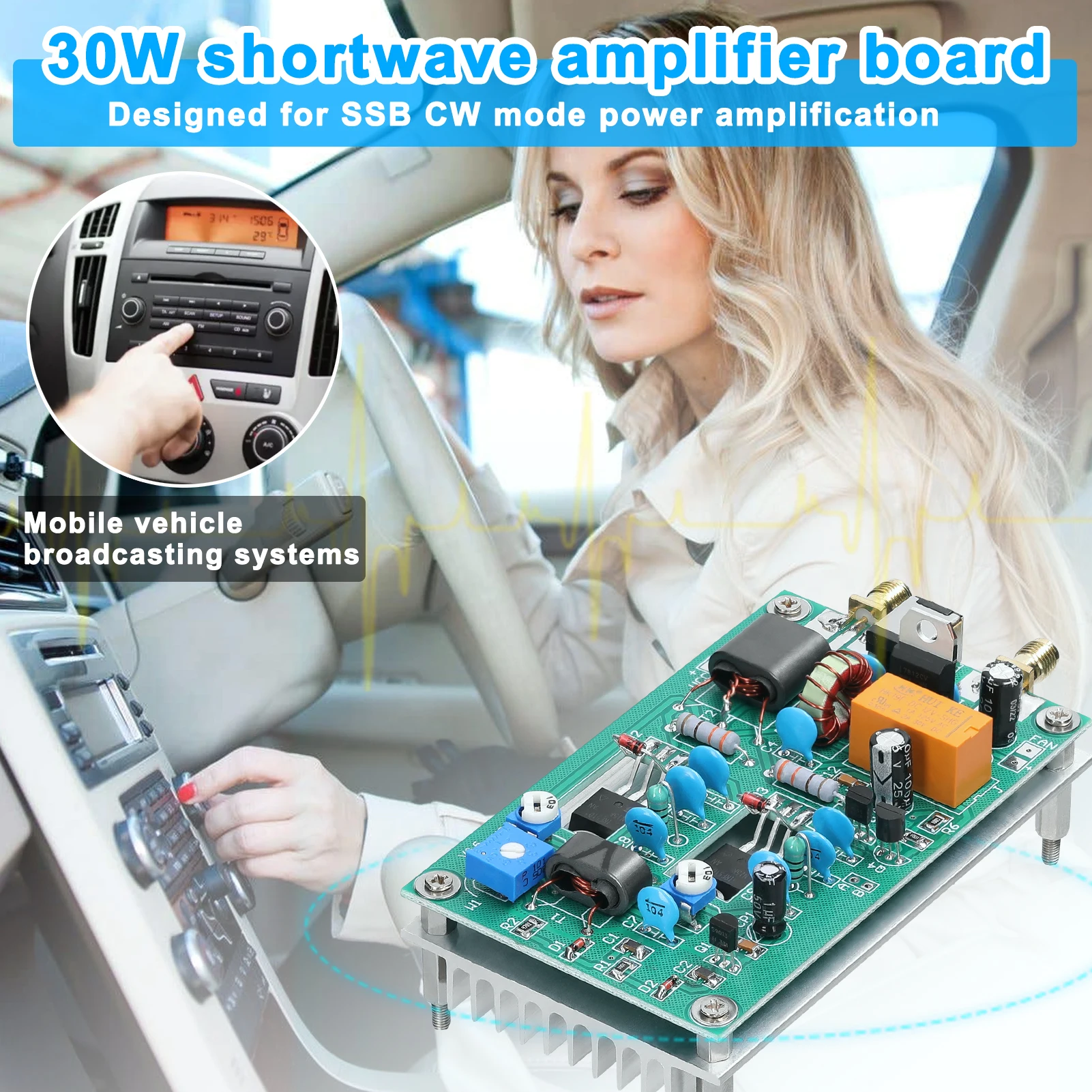 Shortwave Power Amplifier Board 30W 3-28MHz Shortwave Power Amplifier Board CW SSB Linear High Frequency Power Amplifier Finished Board