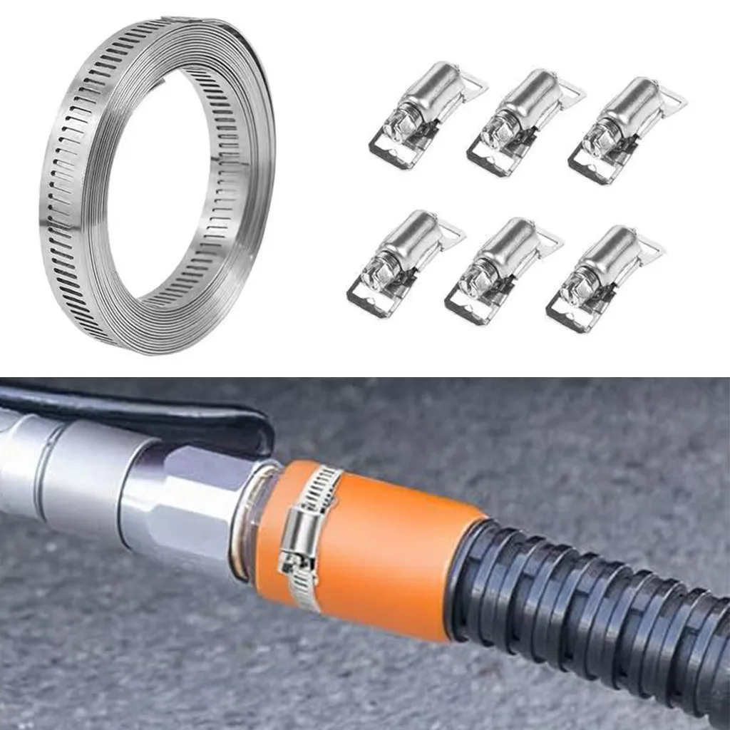 12.6MM Width Stainless Steel 304 Worm Clamp Hose Strap with Fasteners Adjustable DIY Pipe Hose Clamp Ducting