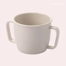  Wheat Straw Environmental Water Cup Children Breakfast Double Handle Eco-Friendly Milk Drink Cute Drinking Cup for Toddlers 