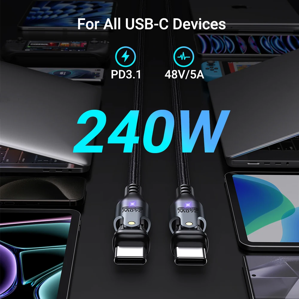 รูปสินค้า สายชาร์จ USB-C 240W ชาร์จเร็ว 5A สำหรับ iPhone 15 Samsung Xiaomi MacBook Pro