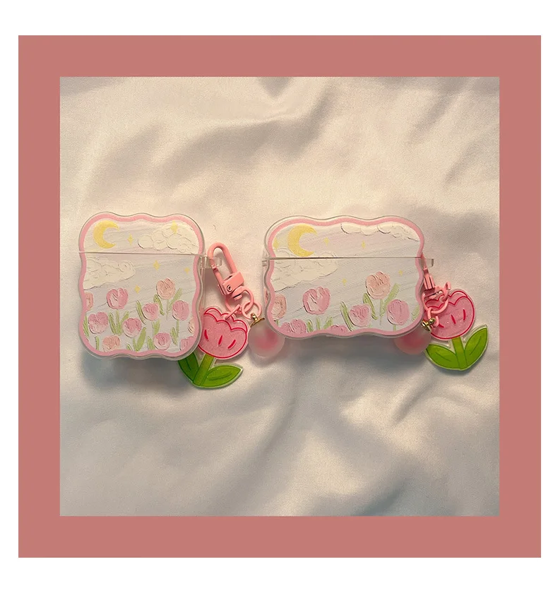 

Oil Painting Wave Tulip For Apple AirPods 1 2 pro Bluetooth Headphone Cover 3rd Generation Silicone Soft Cover Protective Case