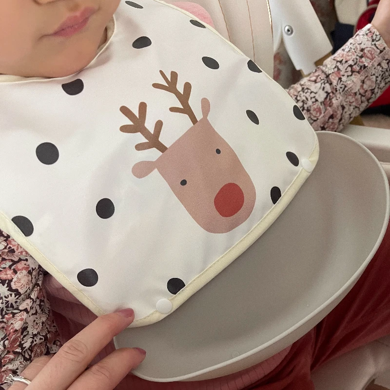 Baby Removable Rice Pocket Waterproof Soft Cartoon Bib for Eating Boys and Girls Leave-in Baby Complementary Food Bib