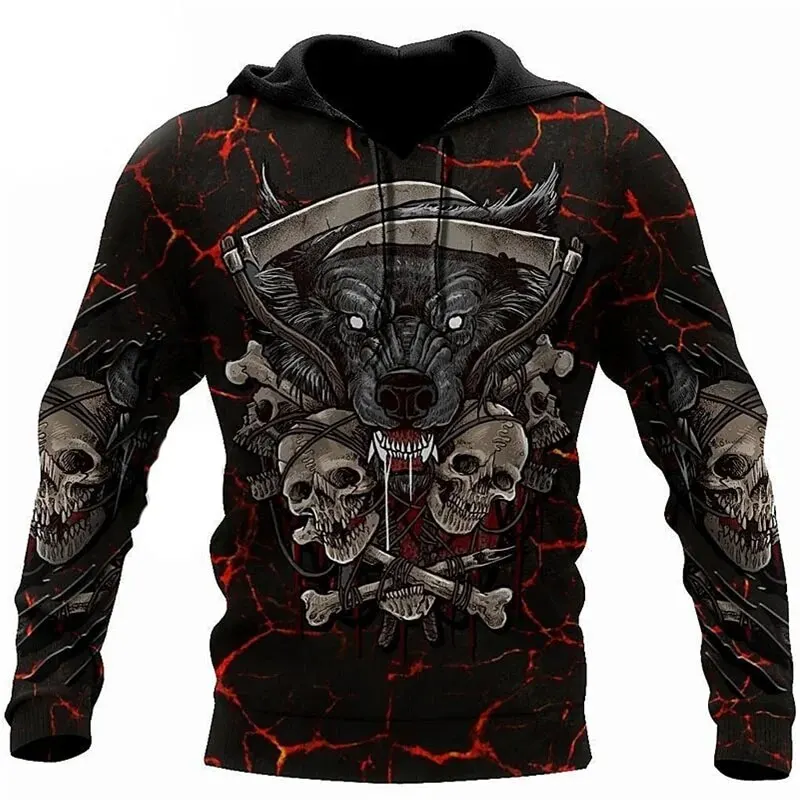 thumbnail image 1 of Sudadera con capucha unisex de estilo hip hop de estilo informal, estilo retro medieval, con estampado 3D de calavera y oración para hombre, 1 of 5