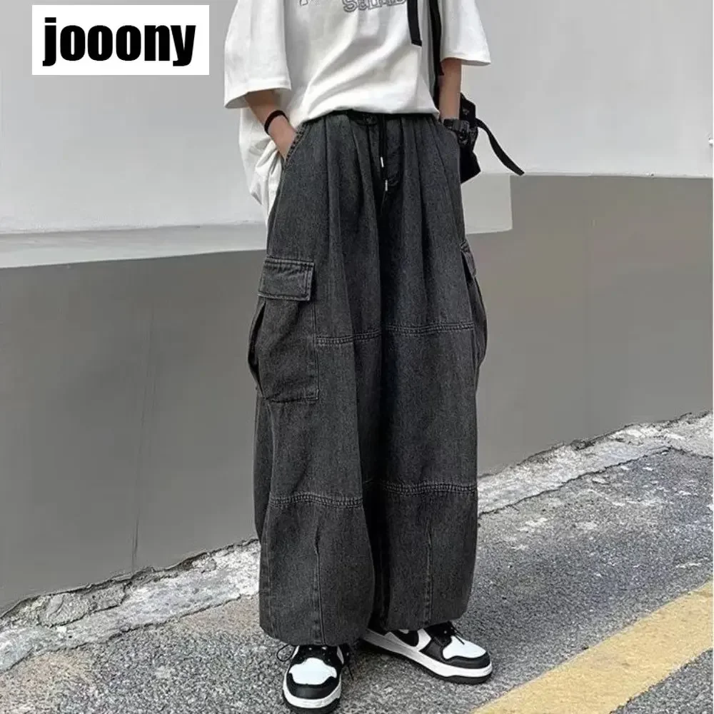 2022 Spring Autumn Trousers y2k baggy jeans for men Wide leg Pants Pockets Elastic Waist Streetwear Loose comfortable Pants 4