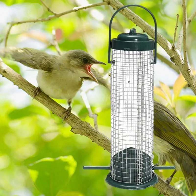 

Зеленая наружная подвесная кормушка для птиц, пластиковая кормушка для диких птиц, кормушка для семян арахиса, вешалка для птиц, поставляемая кормушка, посуда