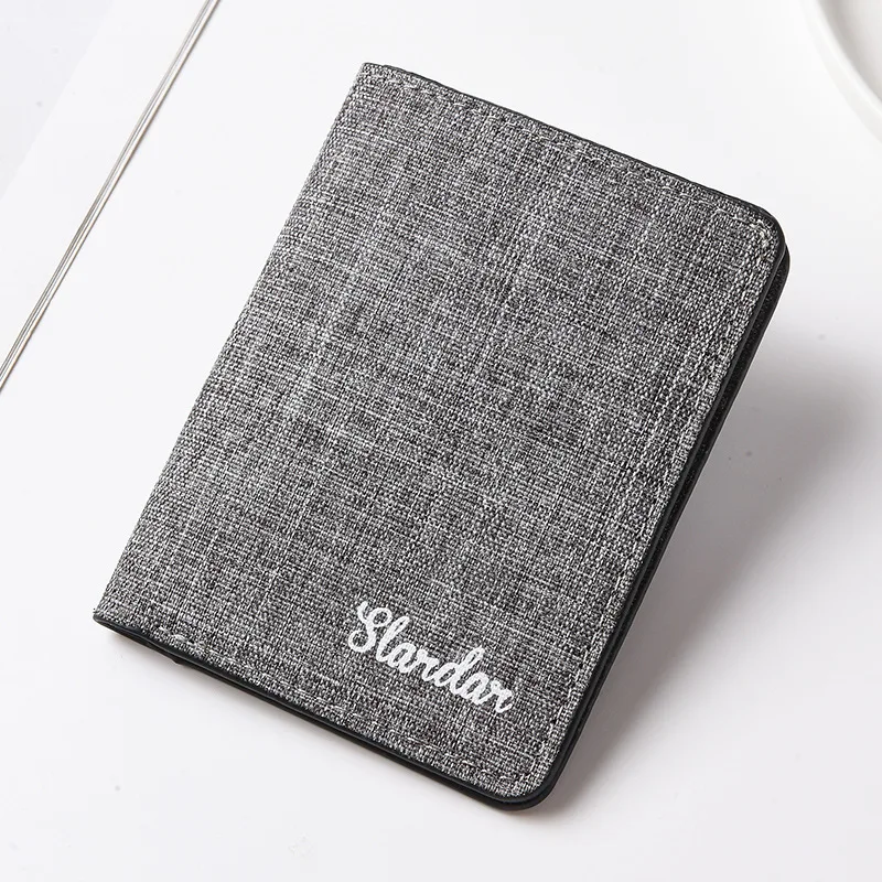 Ultradünne Mini-Geldbörse aus kurzem Canvas für Herren, einfacher Führerscheinkartenhalter, kompaktes Studenten-Geldbörse