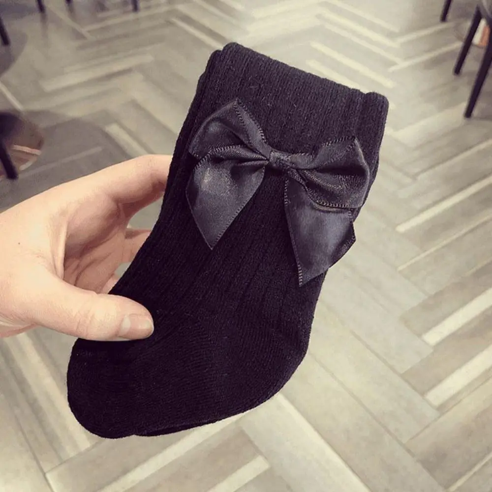 8Pairs Warm Bowknot Baby Cotton Socks Stripe Autumn Spring Toddle Short Tube Socks Cute Breathable Infant Solid Socks Newborn