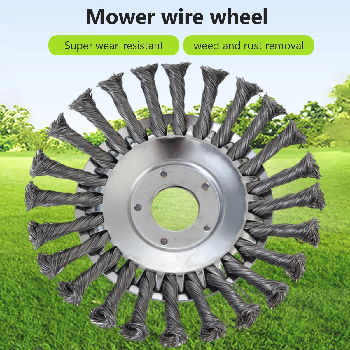 Grass Trimmer Head Grass Trimmer Aluminum Trimmer Head 6/8 Inch Weed Brush Cutter Head Lawn Mower Universal Grass Trimmer Head Steel Wire Wheel Brush Garden Trimmer