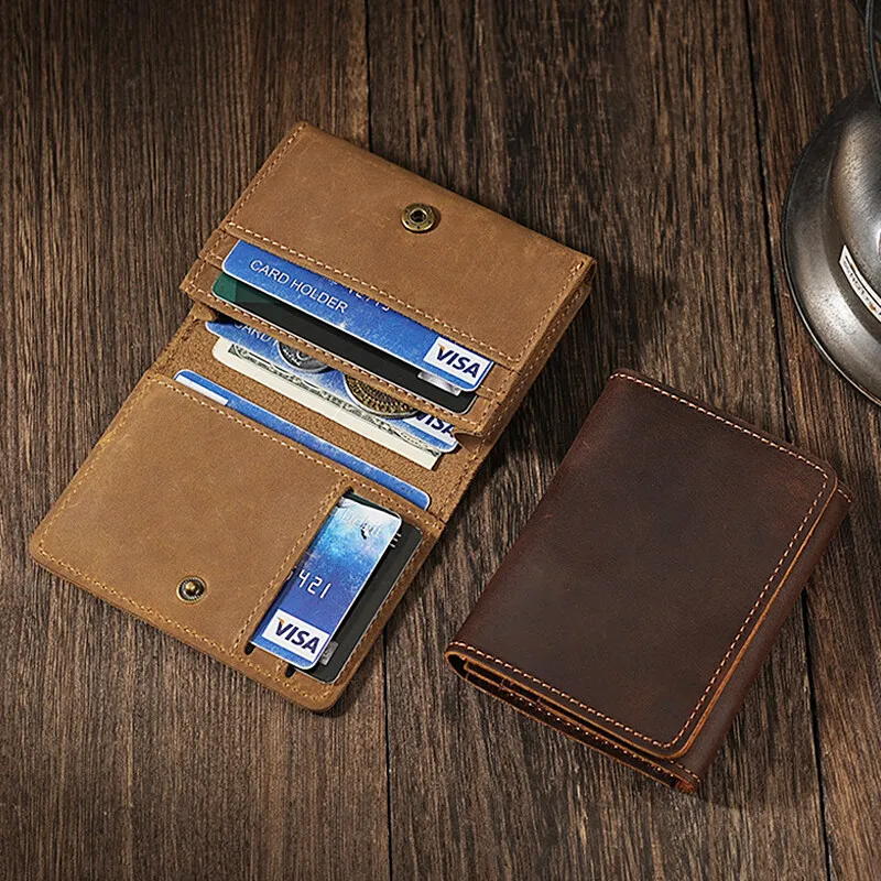 Vintage Crazy Horse Leather Credit Card Holder Wallet Mens Real Cowhide Slim ID VIP Business Cards Small Change Coins Purses Wallet Card Holder Leather Wallet Coin Purse Wallet Credit Card Wallet Credit Card Holder Card Holder Card Wallet Business Card Holder Id Card Holder Document Card Wallet Wallet Card Bag