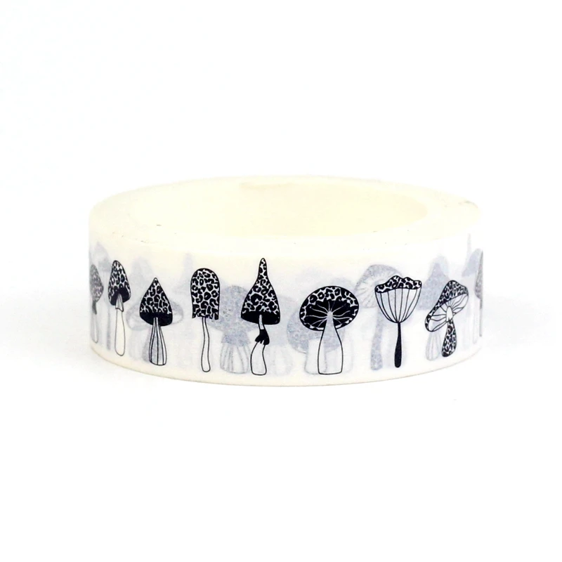 1PC 10M Decorative Cute Black and White Mushrooms Set Washi Tape for Planner Scrapbooking Masking Tape Journal Stationery 2