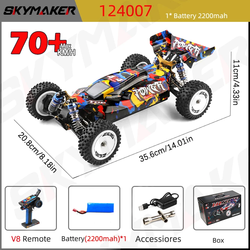 WLtoys 124007 124008 1:12 V8 Remote Control RC Car Brushless 75Km
