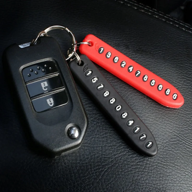 Car-styling Car Keychain With Anti-lost Phone Number Plate Keys Ring Auto  Vehicle Key Chain Gift Phone Number Card Keyring - AliExpress