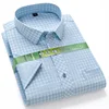 Men's Bamboo Fiber Shirt Short Sleeve New Arrival Summer with Pocket Check Pattern Business Casual Office Wear Plus Size 7XL 6XL 1