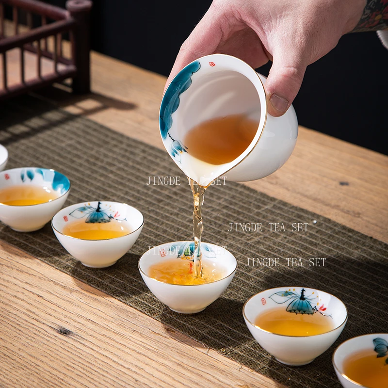 1pcs 35ml Hand-painted Ceramic Hat Cup Household White Porcelain Tea Cup Chinese Kung Fu Tea Set Tea Set Accessories