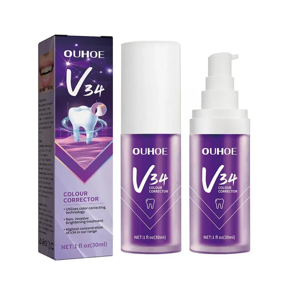V34 Color Corrector Tooth Paste 30ml Teeth Mouse Remove Tartar 30ml Smoke Plaque Breath Yellow Teeth Stains Hygiene Freshen J3w6 dental calculus remover
