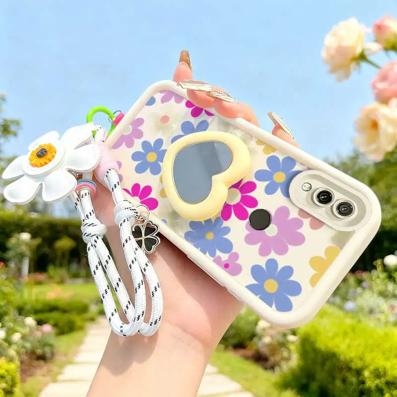 3-Piece Cartoon Flower Phone Accessory Set with Lanyard and Craft Embellishments