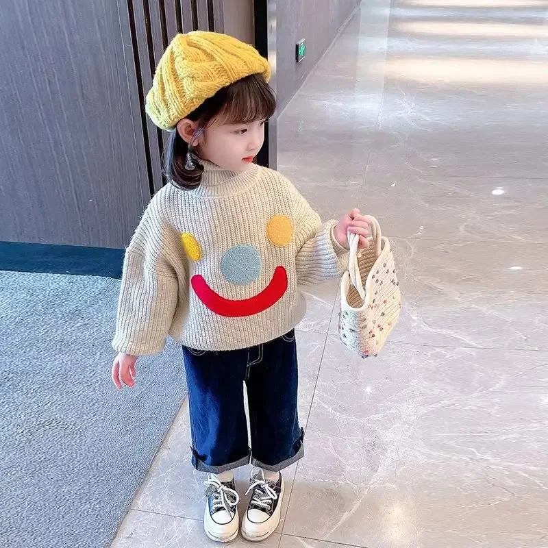 여성용 폴로 터틀넥 스웨터, 루즈핏 한국 스타일 청소년 스웨터, 중년 어린이용 베이스레이어 상의, 겨울