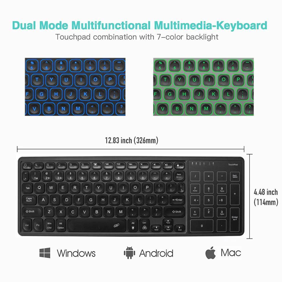 2.4g, sem fio, multimídia, recarregável, para laptop, pc, tablet