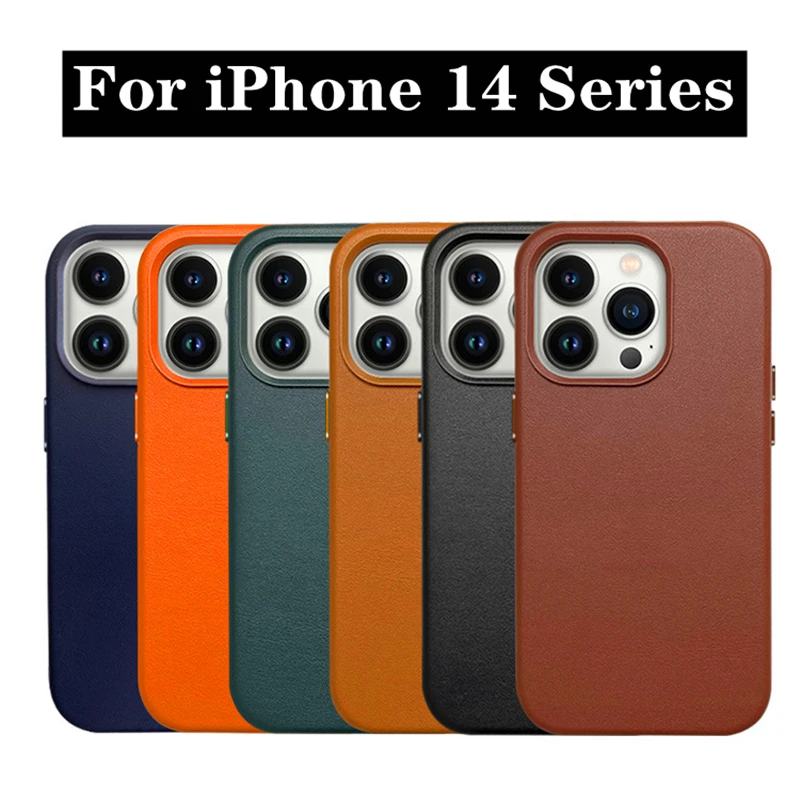 

New Original Leather For iPhone14 14Pro 14Pro Max 14Plus Magnet Case For Magsaf* Cover Wireless Charging Drop Protect Covers