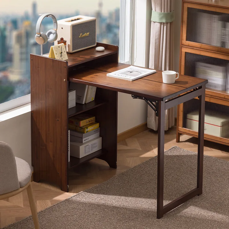 Vouwen Computer Desk - Natuurlijke Bamboe Draagbare Studie Student Schrijven Bureau voor Kleine Home Office (31 Inch, Walnut