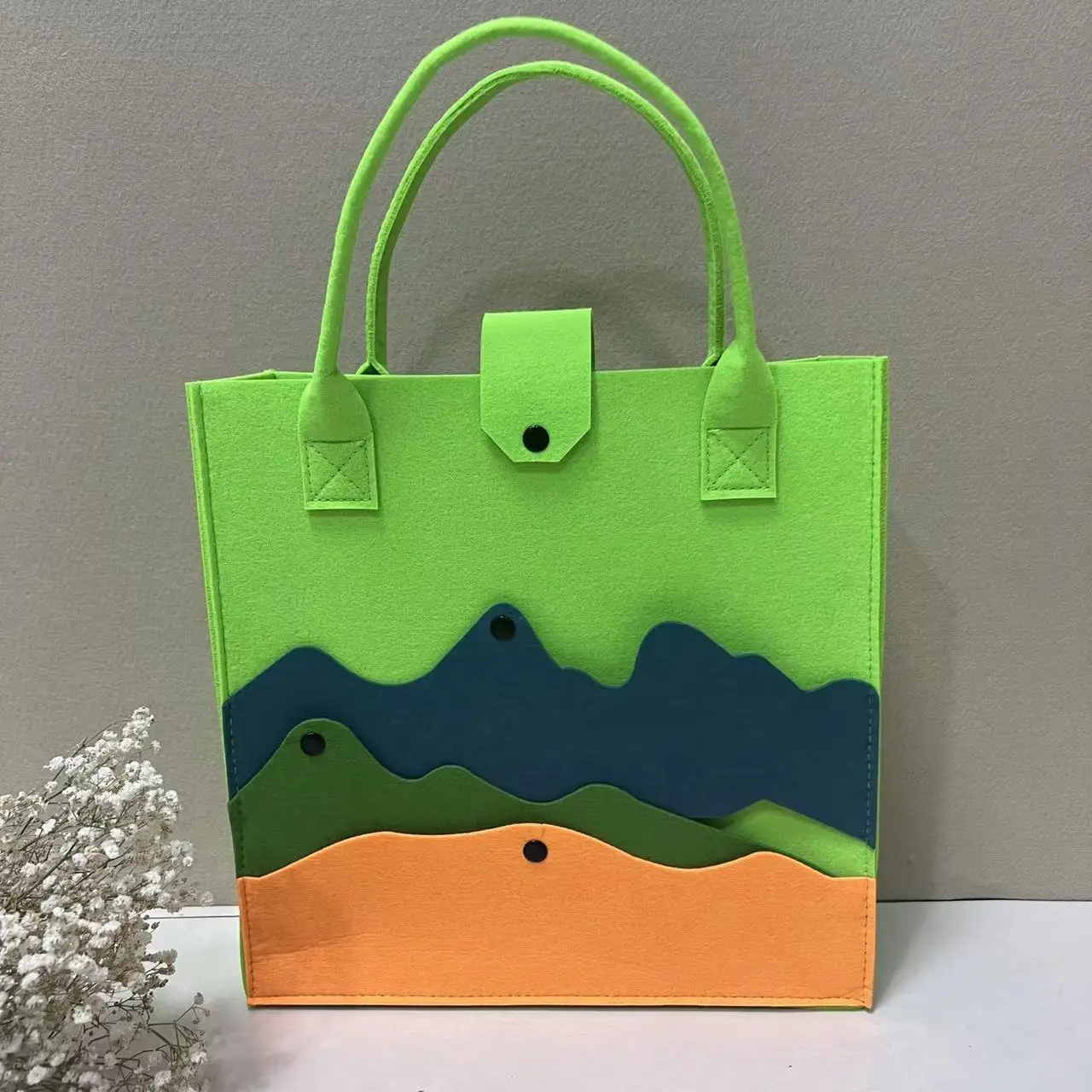 

Large Capacity Felt Tote Multi-colour Mountain Peaks Casual Shopping Bag Portable Eco-friendly Tote Bag Unisex Handbag