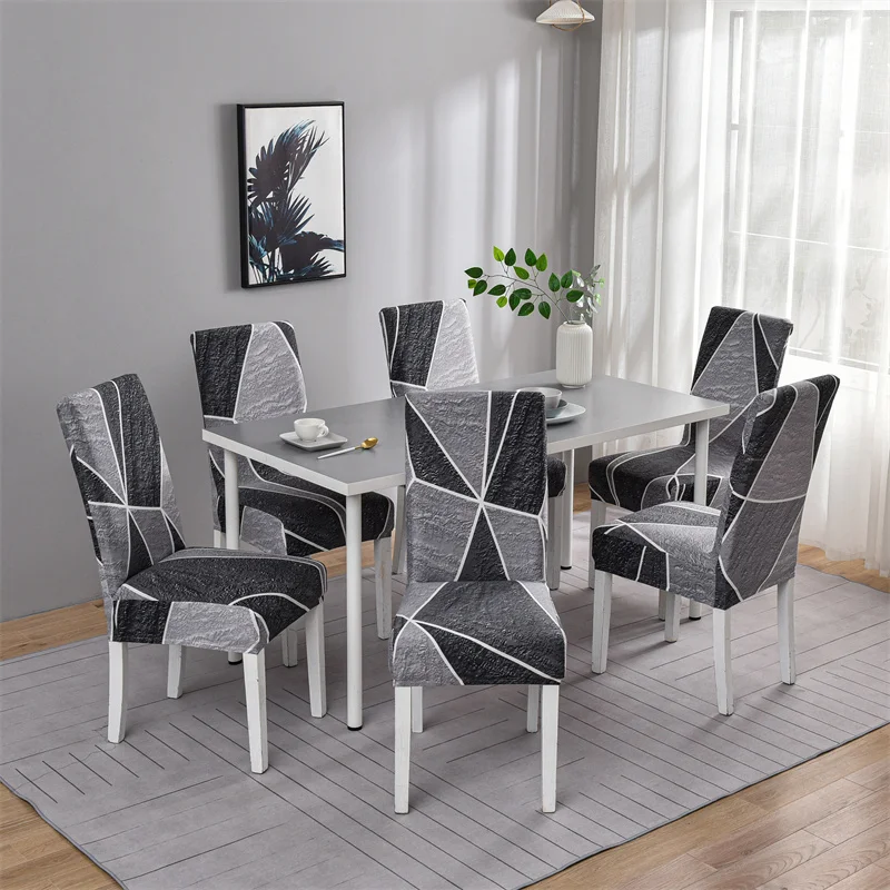 1pc Geometric Printed Chair Cover Washable Big Elastic Kitchen