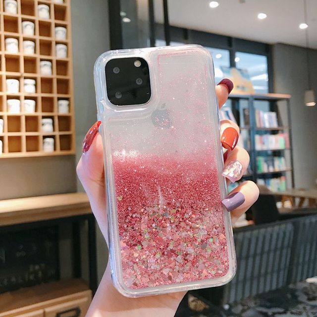 Quicksand Cover for iPhone 13 12 11 Pro Max Liquid Hard Phone Shell for iPhone 6 6S 7 8 Plus X XR XS Cute Apps Icon Case