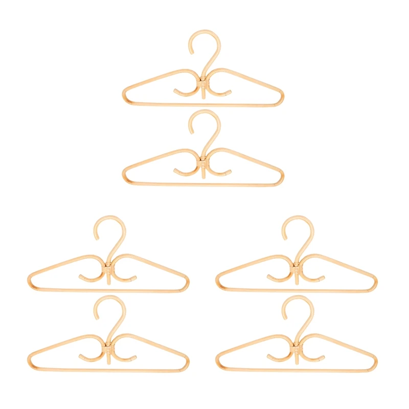

Hot 6Pcs Rattan Clothes Hanger Natural Rattan Hand-Woven 3 Hook Hanger For Home Wardrobe Clothing Store Decor 40X20cm