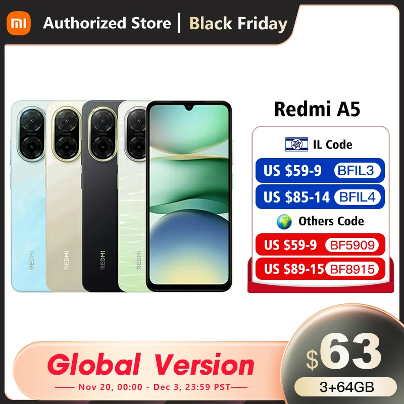 Xiaomi Redmi A5 Global Version Smartphone 32MP AI Dual Camera 6.88