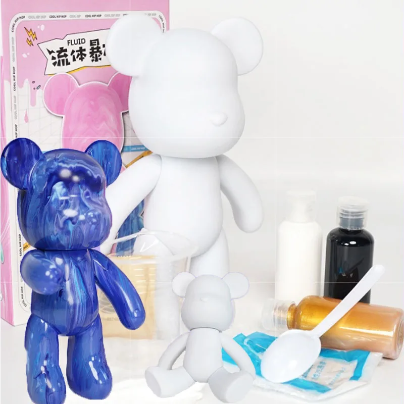 Creative Fluid Painting Set for Kids with Liquid Paint and Bear Figure