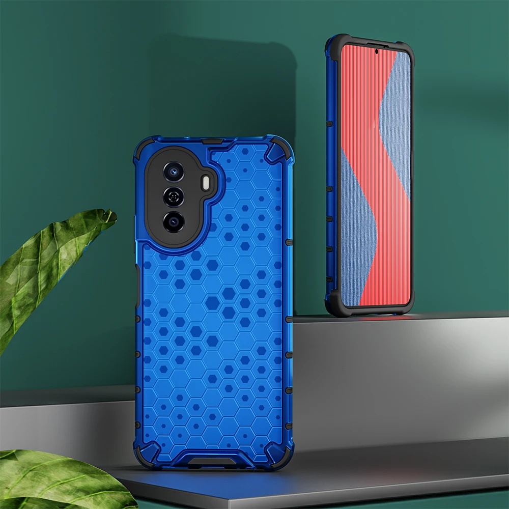 Shockproof Phone Case For Huawei Nova Y70 Transparent Honeycomb_voghion.com