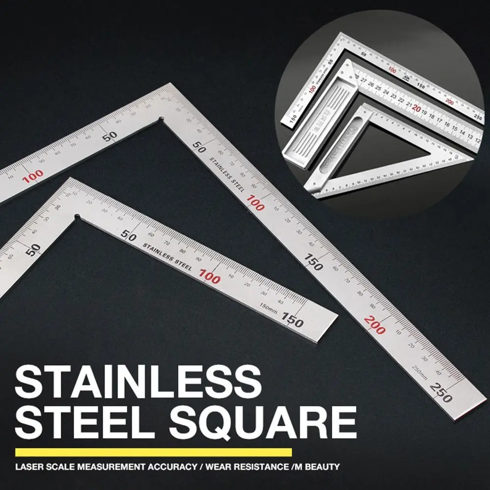 30/50CM Angle Square Ruler 90 Degree Right Angle Ruler Stainless Steel Triangle Woodworking measuring ruler
