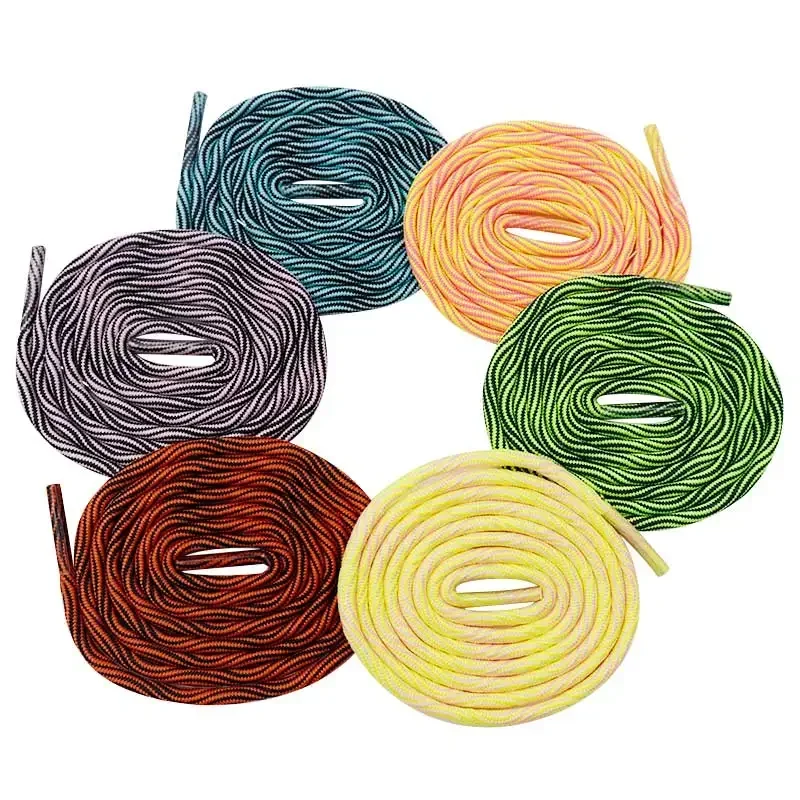 Coolstring 4mm Premium Polyester Hat Rope Water Waves Stripe Sport Luxurious Runner Round Two-color Wavy Polyester Shoelaces