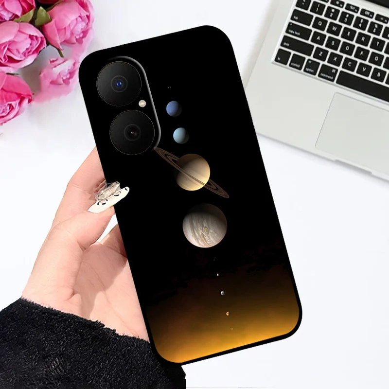Oil Painted Silicone Back Cover - Soft Matte Protective Case for Huawei Nova Y73/Enjoy 80
