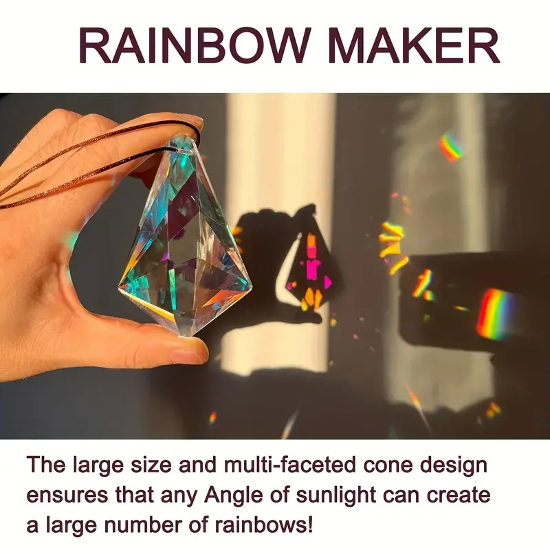 1 pc prism glass hanging cut geometric drop hanging rainbow maker window balcony kitchen garden decoration