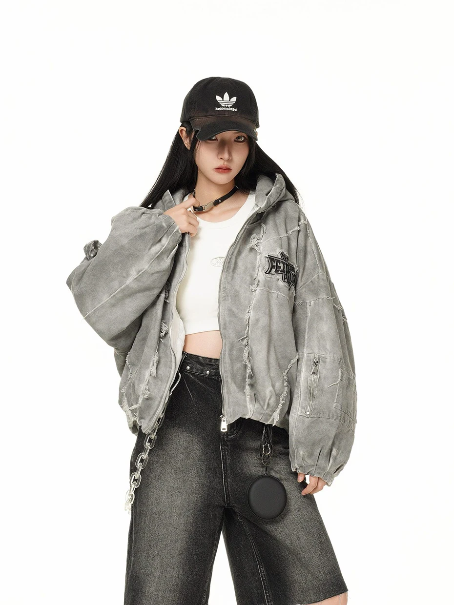 Vintage Men Winter Jackets Thicken Warm Parkas Coat Streetwear Harajuku Hip Hop Oversized Padded Jackets Retro Hooded Jackets