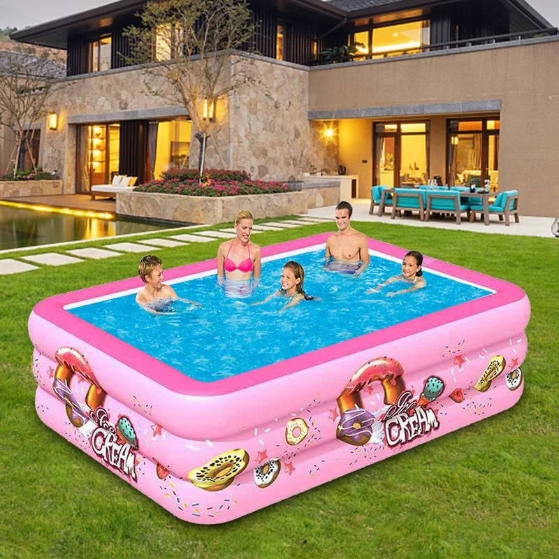 Children's Swimming Pool and Adult Large Family Removable Rectangular Frame Swimming Pool Summer PVC