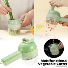 4 In 1 Handheld Electric Vegetable Cutter Set Durable Chili Vegetable Crusher Kitchen Tool USB Charging Ginger Masher Machine