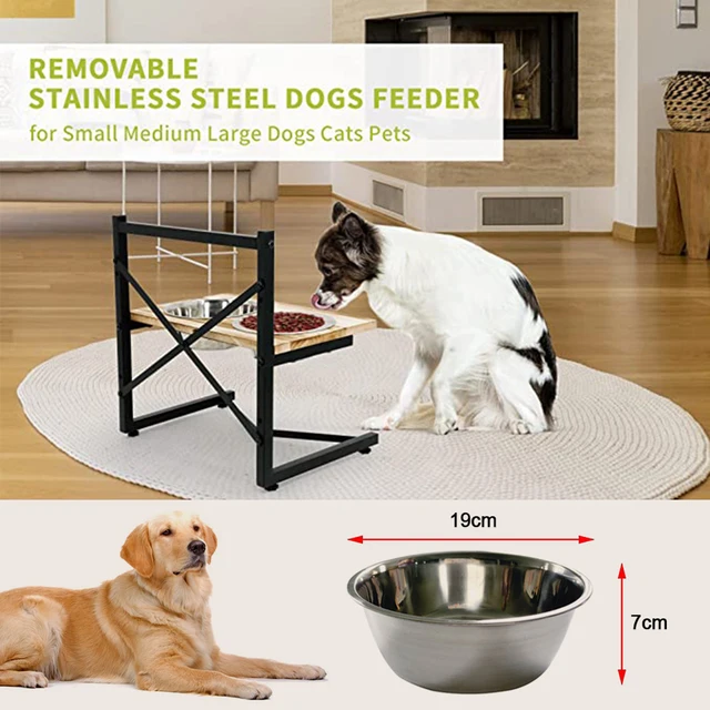 Ciotole Rialzate Regolabili Per Cani – Supporto In Acciaio Inox Con 2 Ciotole Lavabili, Altezza 8,5-17 Cm, Base Antiribaltamento, Ideale Per Cuccioli E Cani Anziani