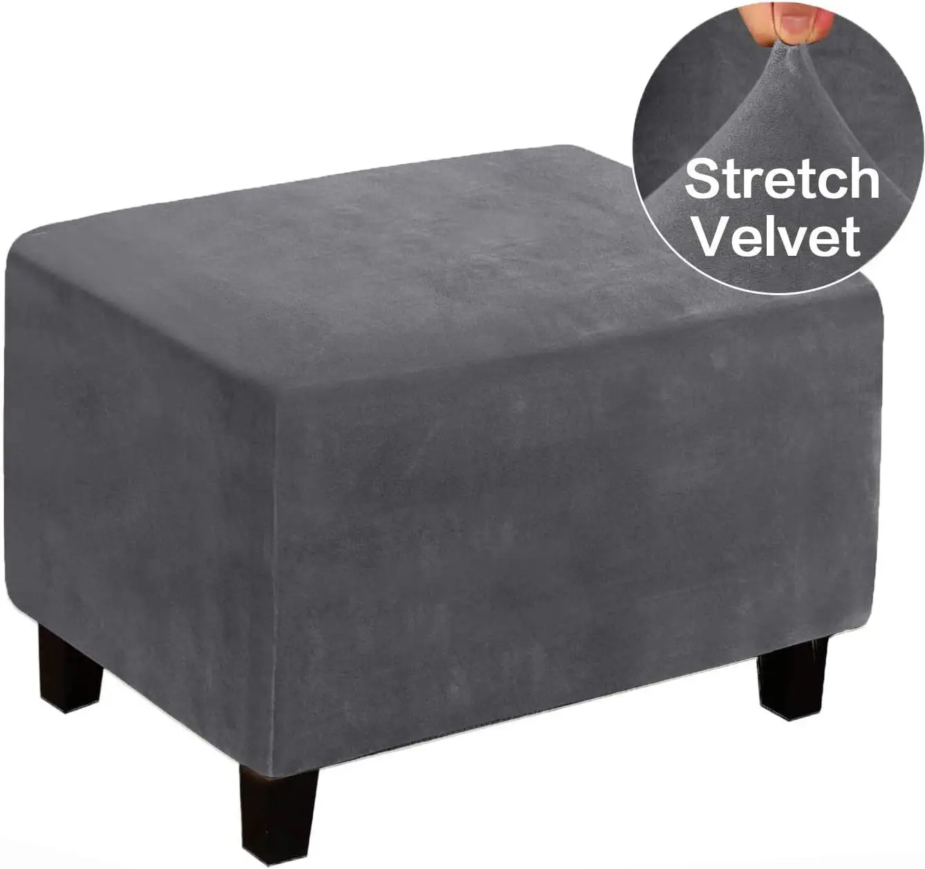 Velvet Ottoman Cover Slipcovers Rectangle Foot Stool Covers Stretch Ottoman Footrest Covers Folding Storage Footstool Protector