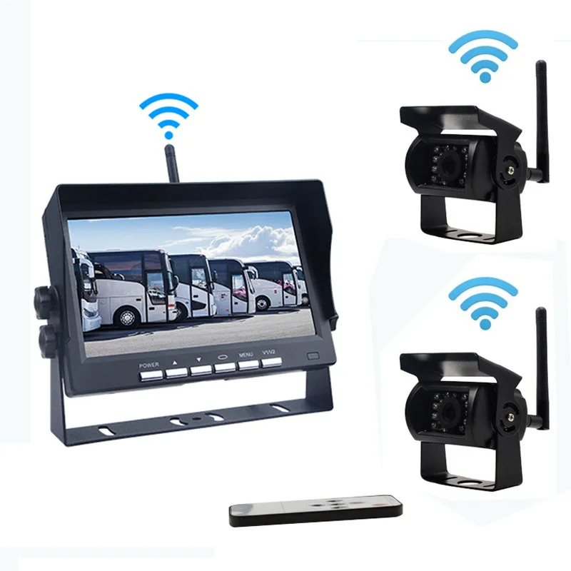 

Harvester trucks, buses, high-definition night vision monitoring cameras, wireless in car imaging, 7-inch display, one to two