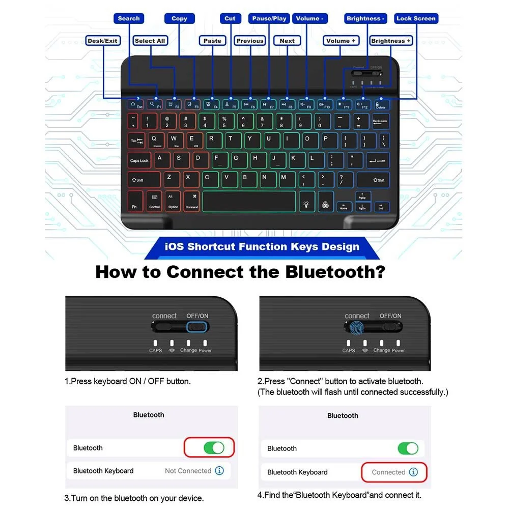 Enhanced Wireless Bluetooth Keyboard and Mouse for Tablets and Phones - Multi-Language Support