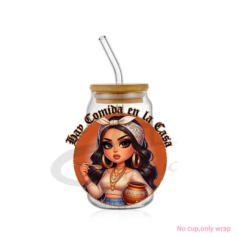 Mama Chingona Latina Decal Bundle Glass Can Wrap Gift For Mom Libbey Wrap Girl Mom Era Mother&rsquo;s Day UV DTF Cup