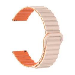 Premium Magnetic Loop Silicone Strap, Universal 20mm - 22mm Band - 22mm (Pink Sand Orange)