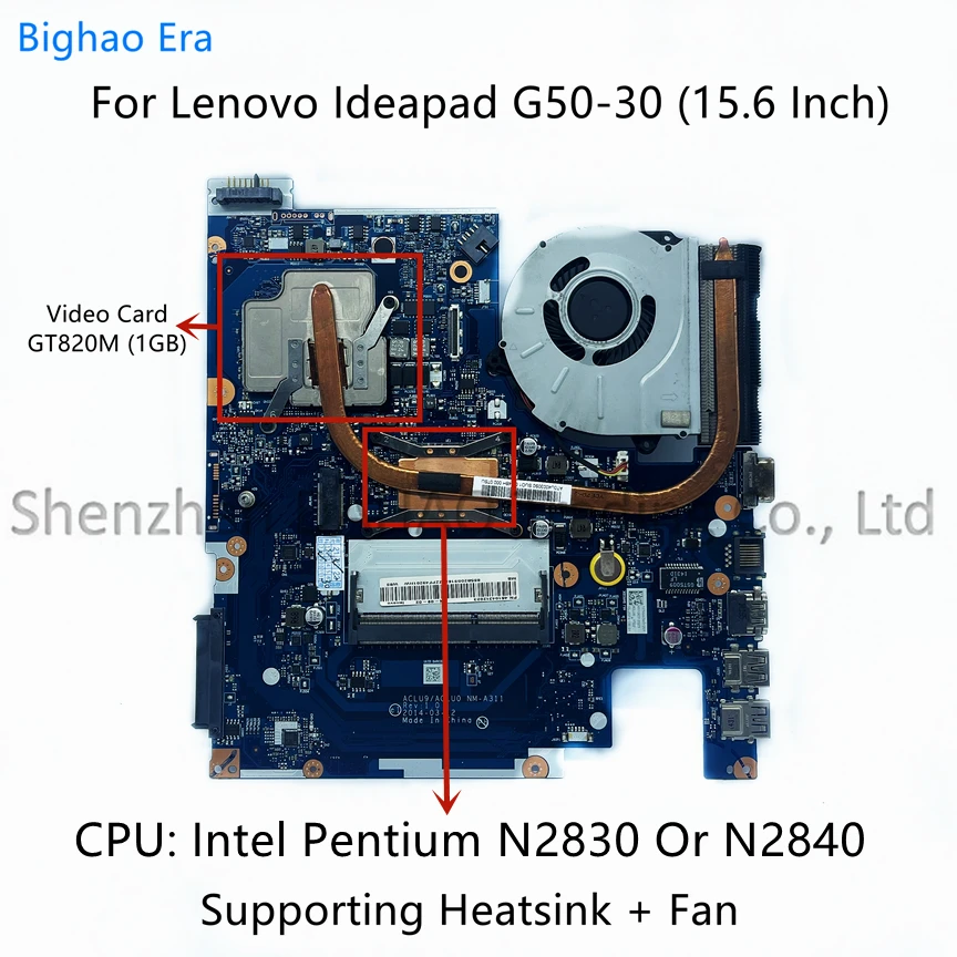para Lenovo Ideapad G5030 Computador Portátil Placa-mãe com Intel N2830 N2940 N3540 Cpu Gt820m 1gb-gpu Aclu9 Aclu0 Nm-a311 Dissipador de Calor Livre