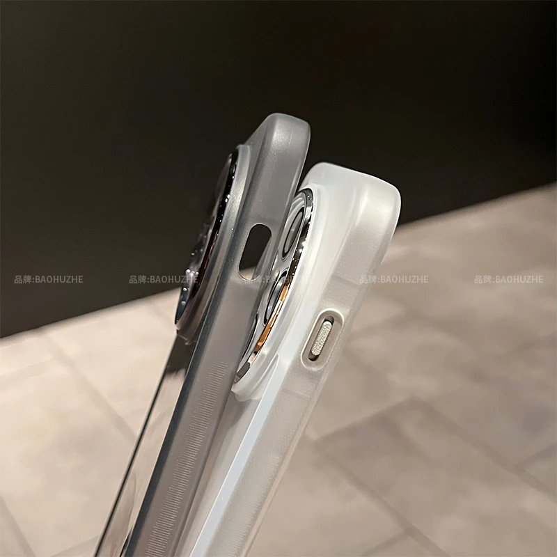 Luxury Transparent TPU Back Cover with Built-in Lens Film and Bumper