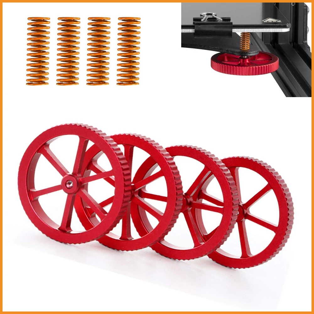 

SIMAX3D Red Aluminum Hand Twist Leveling Nut + 4PCS Hot Bed Springs + 4PCS M4x35mm Screw for Creality CR-10 Ender 3/3 Pro/3 V2