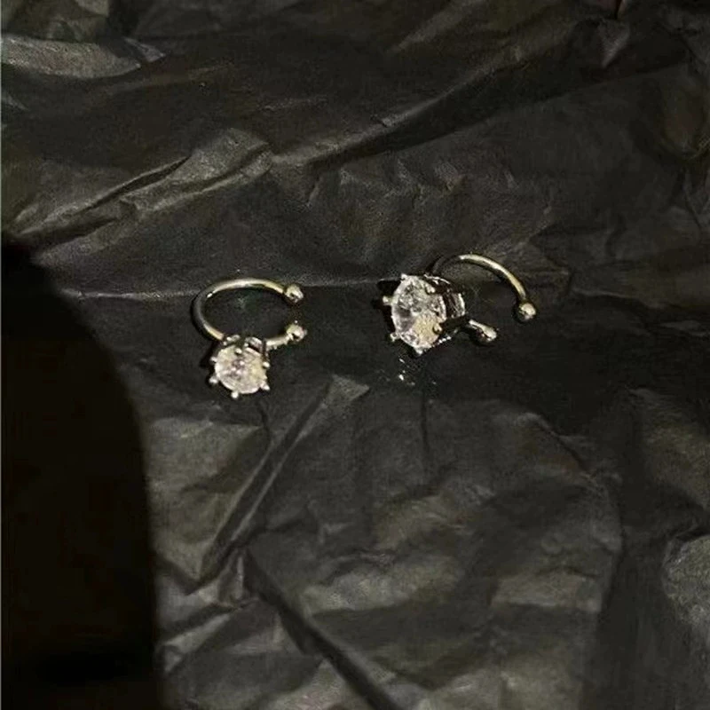 Elegant Shiny Zircon Clip Earrings Adjustable Non Piercing Ear Clips Daily...