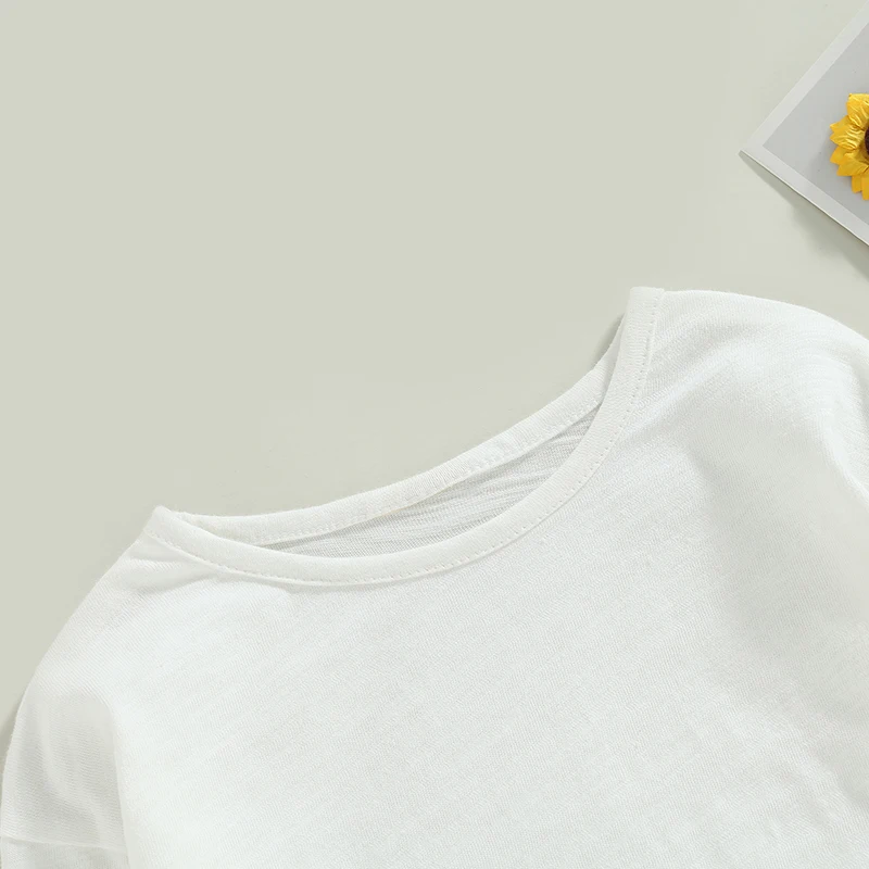 Toddler Kids Boys Girls T-Shirts Casual Summer Spring Fall Solid Color Crew Neck Long Sleeve Shirts Fashion Tops