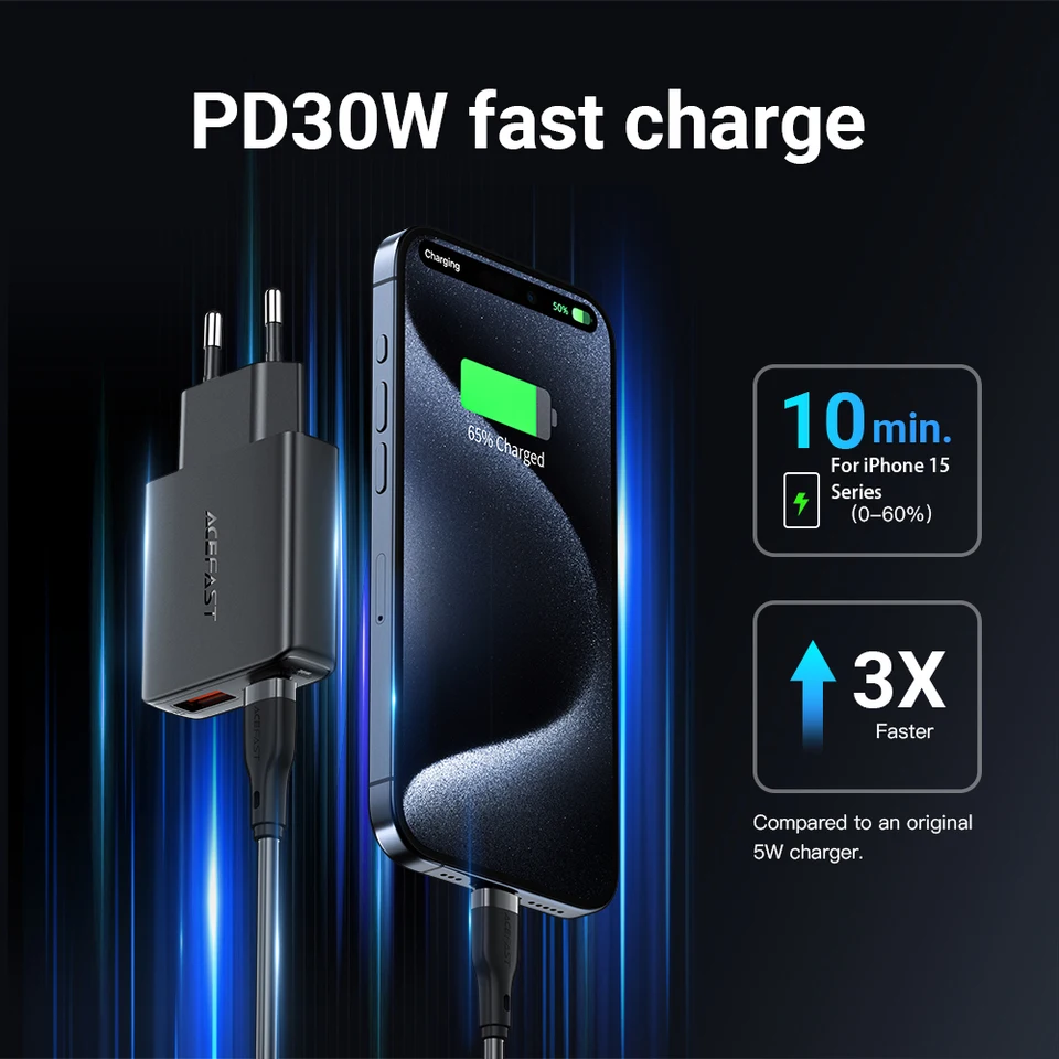 ACEFAST의 GaN PD30W 고속 충전 휴대폰 충전기